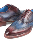 Paul Parkman Goodyear Welted Two Tone Wingtip Oxfords Blue & Bordeaux (ID
