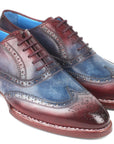 Paul Parkman Goodyear Welted Two Tone Wingtip Oxfords Blue & Bordeaux (ID