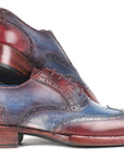 Paul Parkman Goodyear Welted Two Tone Wingtip Oxfords Blue & Bordeaux (ID