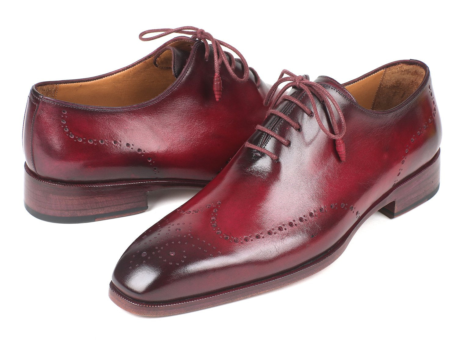 Paul Parkman Men's Bordeaux Burnished Wingtip Oxfords (ID