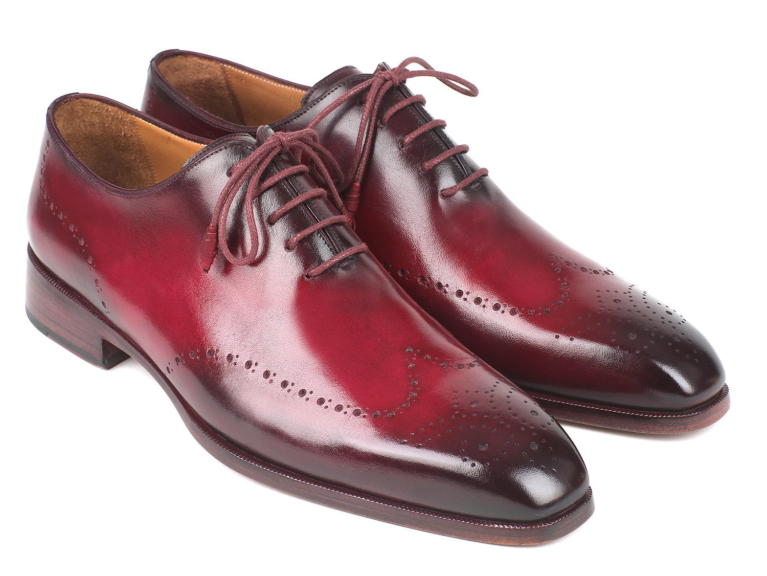 Paul Parkman Men's Bordeaux Burnished Wingtip Oxfords (ID