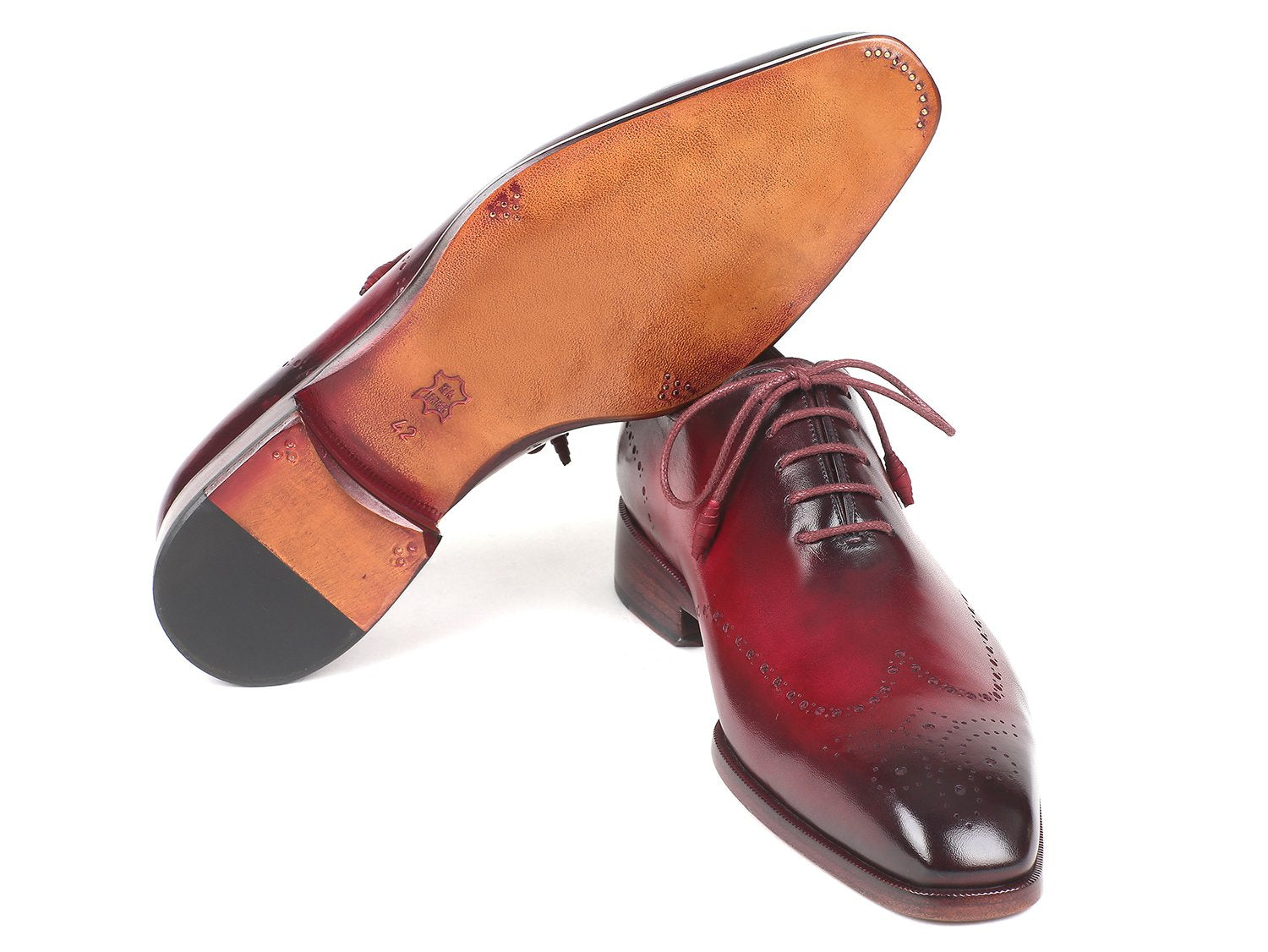 Paul Parkman Men's Bordeaux Burnished Wingtip Oxfords (ID
