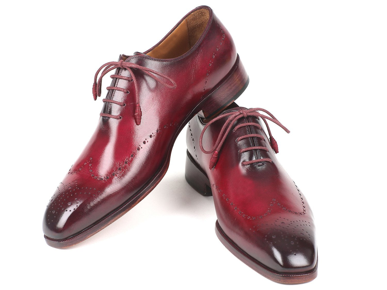 Paul Parkman Men's Bordeaux Burnished Wingtip Oxfords (ID