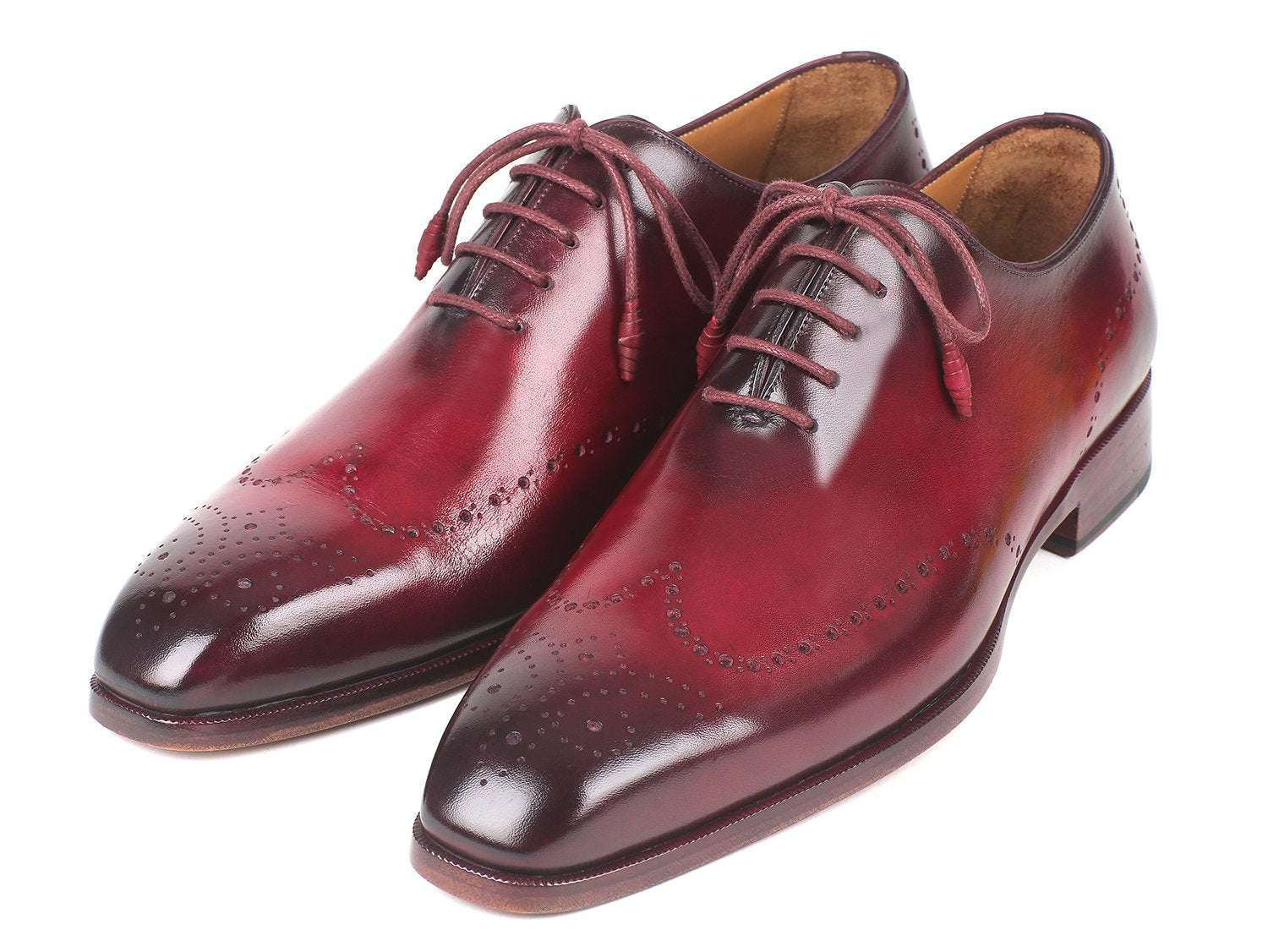 Paul Parkman Men's Bordeaux Burnished Wingtip Oxfords (ID