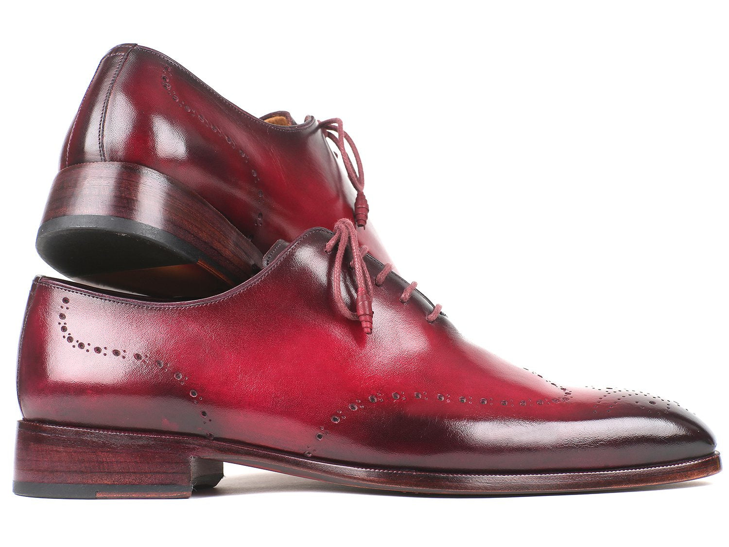 Paul Parkman Men's Bordeaux Burnished Wingtip Oxfords (ID