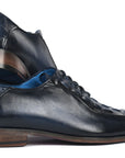 Paul Parkman Navy Croco Textured Leather Bicycle Toe Oxfords (ID