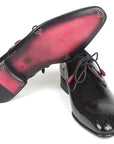 Paul Parkman Medallion Toe Black Derby Shoes (ID