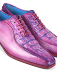 Paul Parkman Men's Purple Croco Textured Leather Bicycle Toe Oxfords (ID