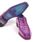 Paul Parkman Men's Purple Croco Textured Leather Bicycle Toe Oxfords (ID