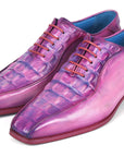 Paul Parkman Men's Purple Croco Textured Leather Bicycle Toe Oxfords (ID
