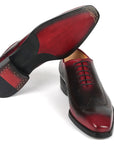 Paul Parkman Goodyear Welted Men's Red & Black Oxford Shoes (ID