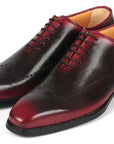 Paul Parkman Goodyear Welted Men's Red & Black Oxford Shoes (ID
