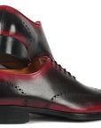 Paul Parkman Goodyear Welted Men's Red & Black Oxford Shoes (ID
