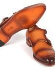 Paul Parkman Men's Studded Cap Toe Monkstraps Light Brown (ID