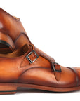 Paul Parkman Men's Studded Cap Toe Monkstraps Light Brown (ID