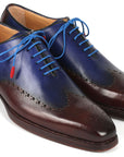 Paul Parkman Goodyear Welted Men's Brown & Blue Oxford Shoes (ID