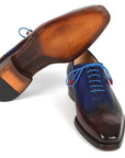 Paul Parkman Goodyear Welted Men's Brown & Blue Oxford Shoes (ID