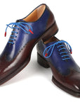 Paul Parkman Goodyear Welted Men's Brown & Blue Oxford Shoes (ID