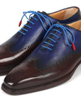Paul Parkman Goodyear Welted Men's Brown & Blue Oxford Shoes (ID