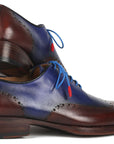 Paul Parkman Goodyear Welted Men's Brown & Blue Oxford Shoes (ID