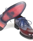 Paul Parkman Wingtip Oxfords Goodyear Welted Bordeuax Grey Blue (ID