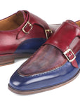 Paul Parkman Blue & Bordeaux Double Monkstraps (ID