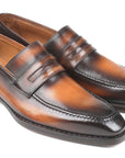 Paul Parkman Brown Burnished Goodyear Welted Loafers (ID