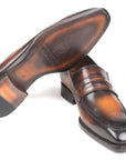 Paul Parkman Brown Burnished Goodyear Welted Loafers (ID