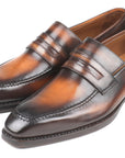 Paul Parkman Brown Burnished Goodyear Welted Loafers (ID