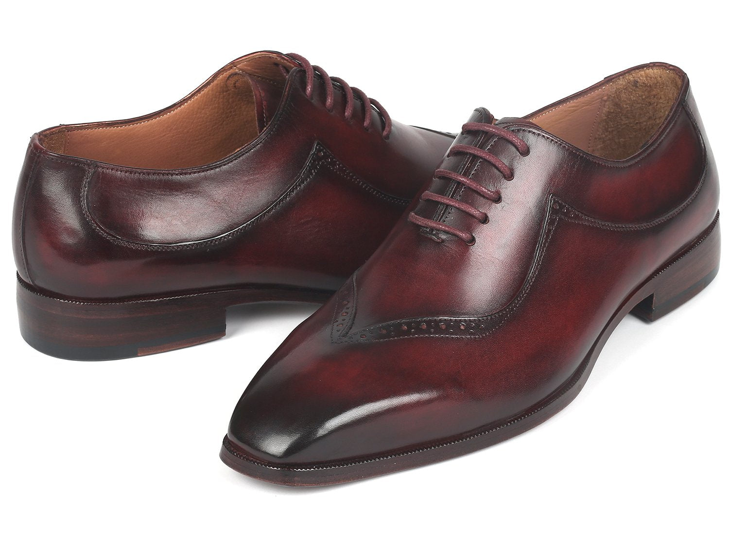 Paul Parkman Dark Bordeaux Hand-Painted Men's Oxfords (ID