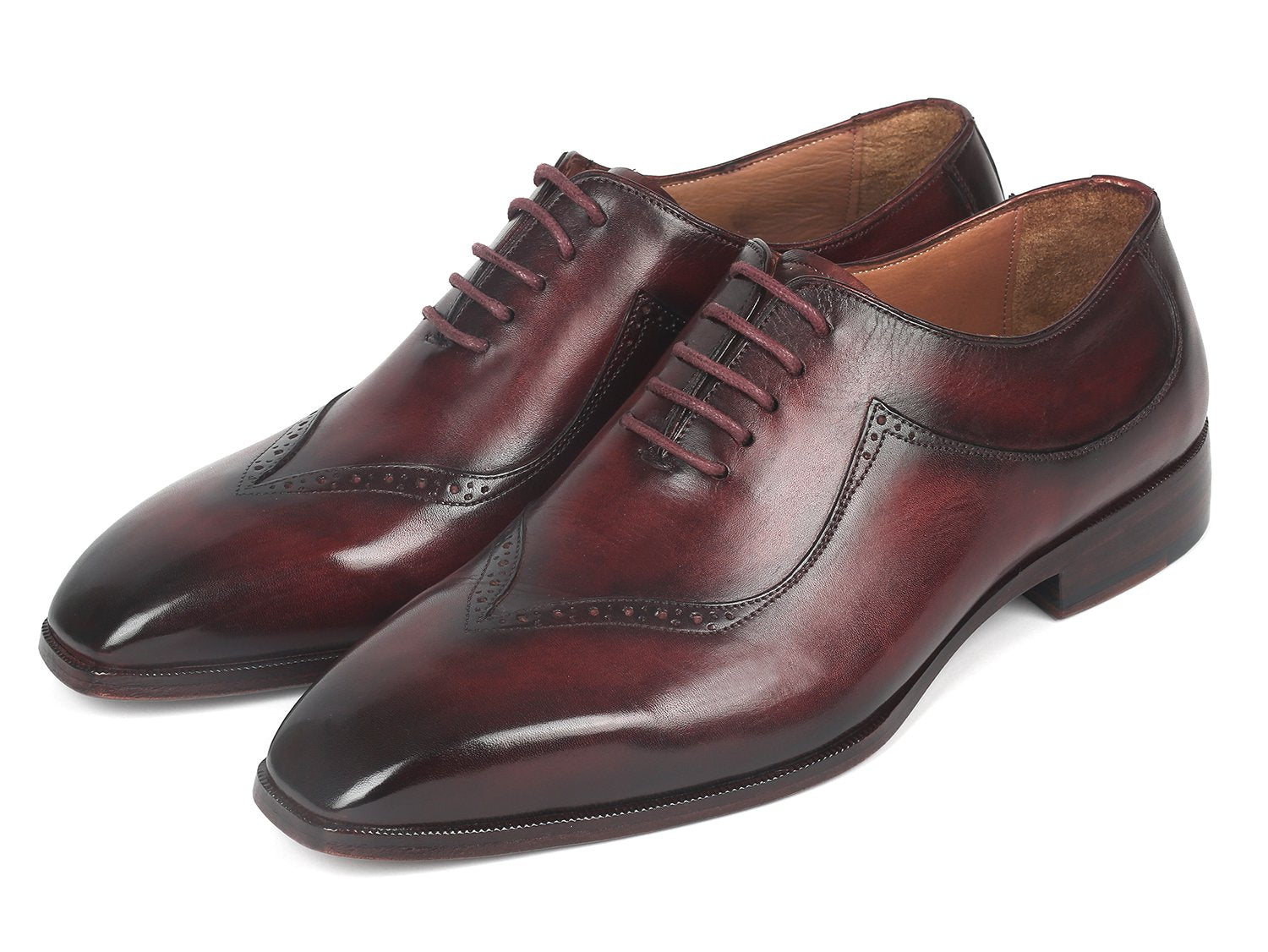 Paul Parkman Dark Bordeaux Hand-Painted Men's Oxfords (ID