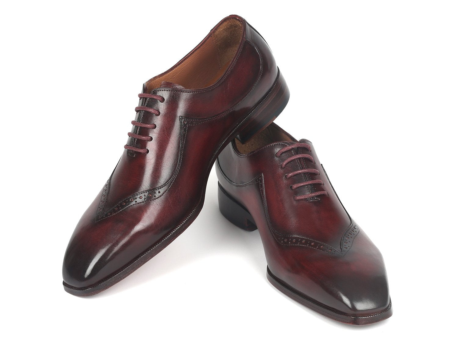 Paul Parkman Dark Bordeaux Hand-Painted Men's Oxfords (ID