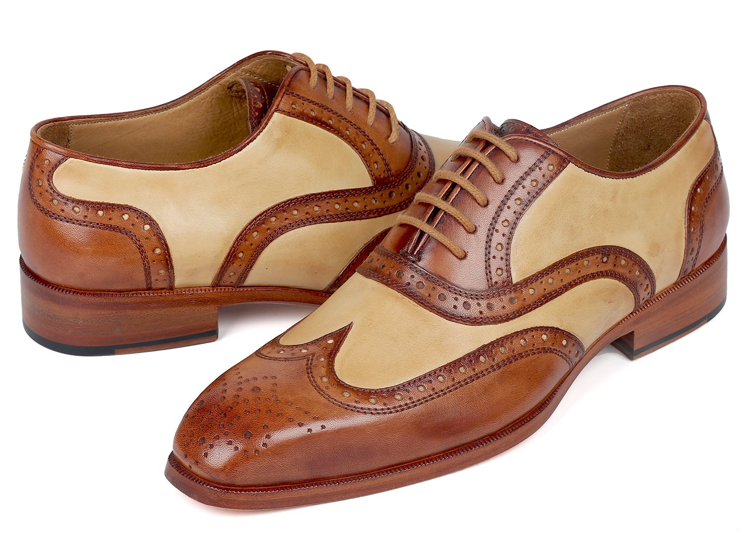 Paul Parkman Brown & Beige Dual Tone Oxfords (ID