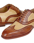 Paul Parkman Brown & Beige Dual Tone Oxfords (ID