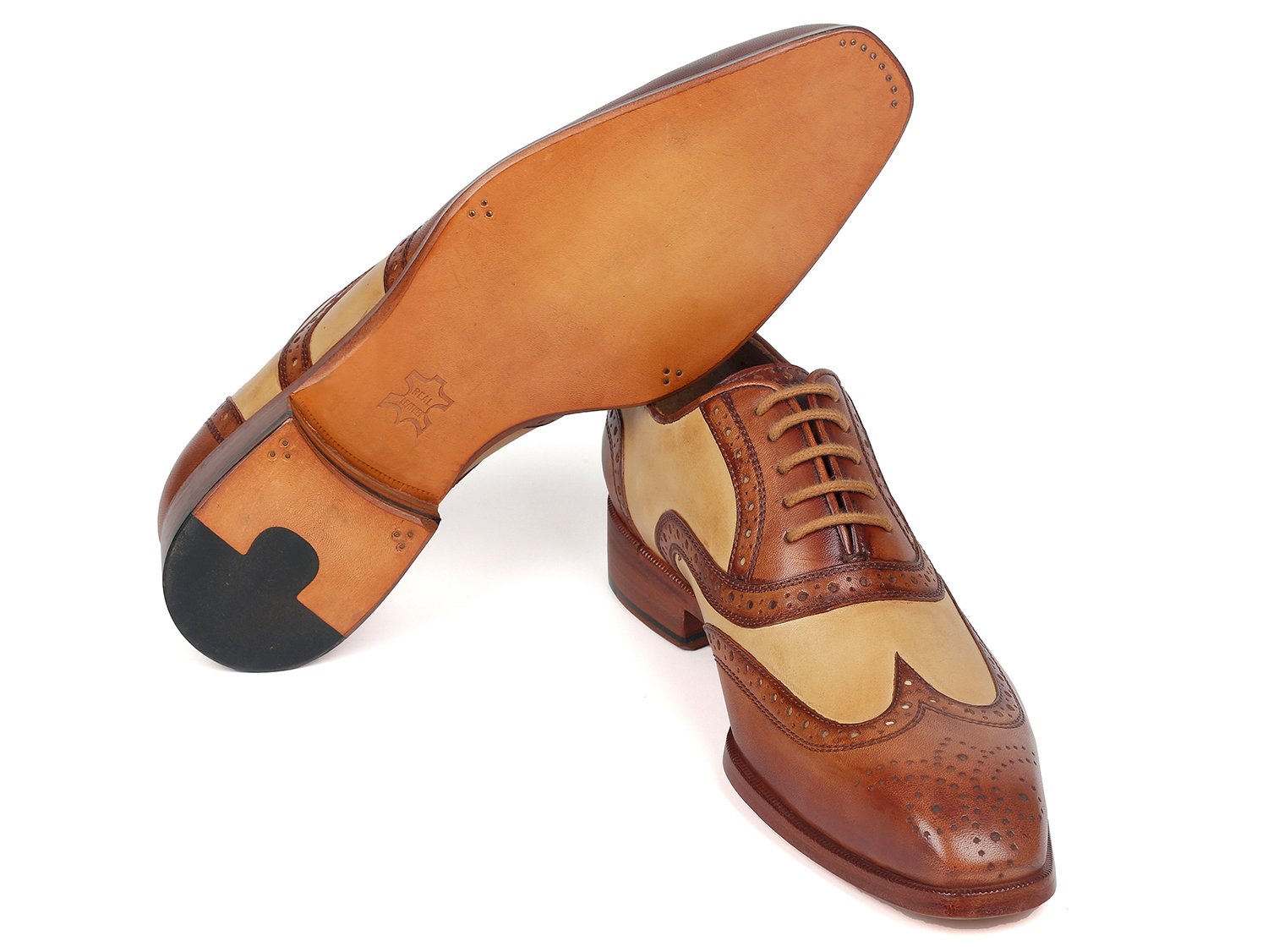 Paul Parkman Brown & Beige Dual Tone Oxfords (ID
