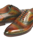 Paul Parkman Men's Cap Toe Oxfords Green & Brown (ID