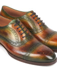 Paul Parkman Men's Cap Toe Oxfords Green & Brown (ID