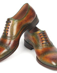 Paul Parkman Men's Cap Toe Oxfords Green & Brown (ID