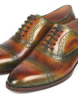 Paul Parkman Men's Cap Toe Oxfords Green & Brown (ID
