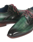 Paul Parkman Men's Green Medallion Toe Derby Shoes (ID