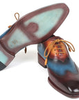Paul Parkman Three Tone Wingtip Oxfords Bordeaux & Blue & Camel (ID