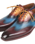 Paul Parkman Three Tone Wingtip Oxfords Bordeaux & Blue & Camel (ID