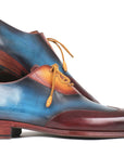 Paul Parkman Three Tone Wingtip Oxfords Bordeaux & Blue & Camel (ID
