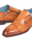 Paul Parkman Men's Cap Toe Monkstrap Shoes Cognac (ID