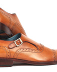 Paul Parkman Men's Cap Toe Monkstrap Shoes Cognac (ID