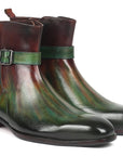 Paul Parkman Men's Jodhpur Boots Green & Bordeaux (957FRS84)