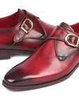 Paul Parkman Men's Single Monkstrap Shoes Burgundy Leather (ID