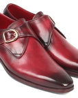 Paul Parkman Men's Single Monkstrap Shoes Burgundy Leather (ID
