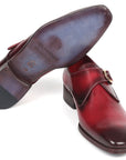 Paul Parkman Men's Single Monkstrap Shoes Burgundy Leather (ID