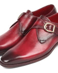 Paul Parkman Men's Single Monkstrap Shoes Burgundy Leather (ID